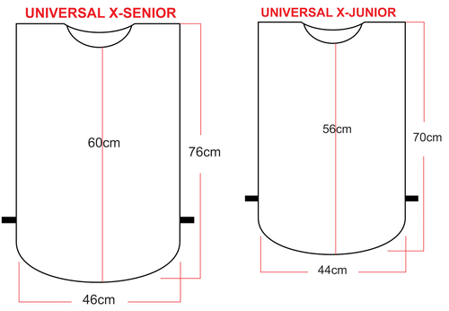 Size chart universal bib