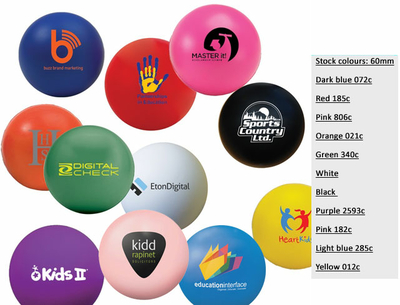 Colour variation 60mm Stress balls