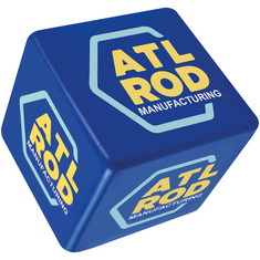 custom Stress Cube blue 63mm, logo