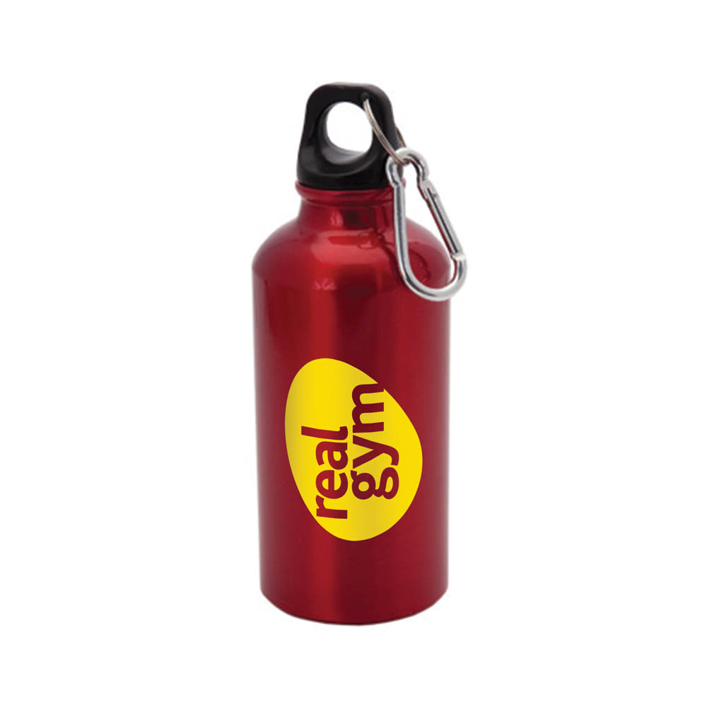 400ml Aluminium Bottle Red With Carabiner