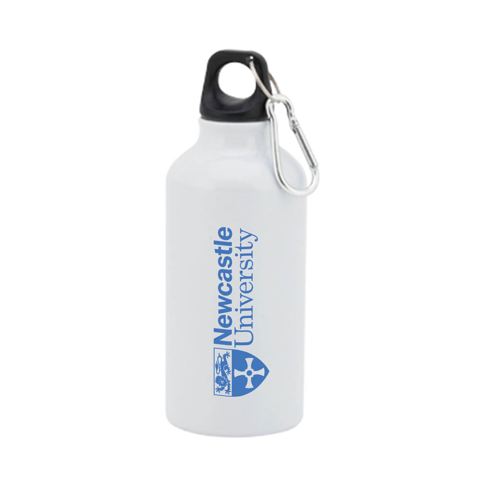 400ml Aluminium Bottle White With Carabiner