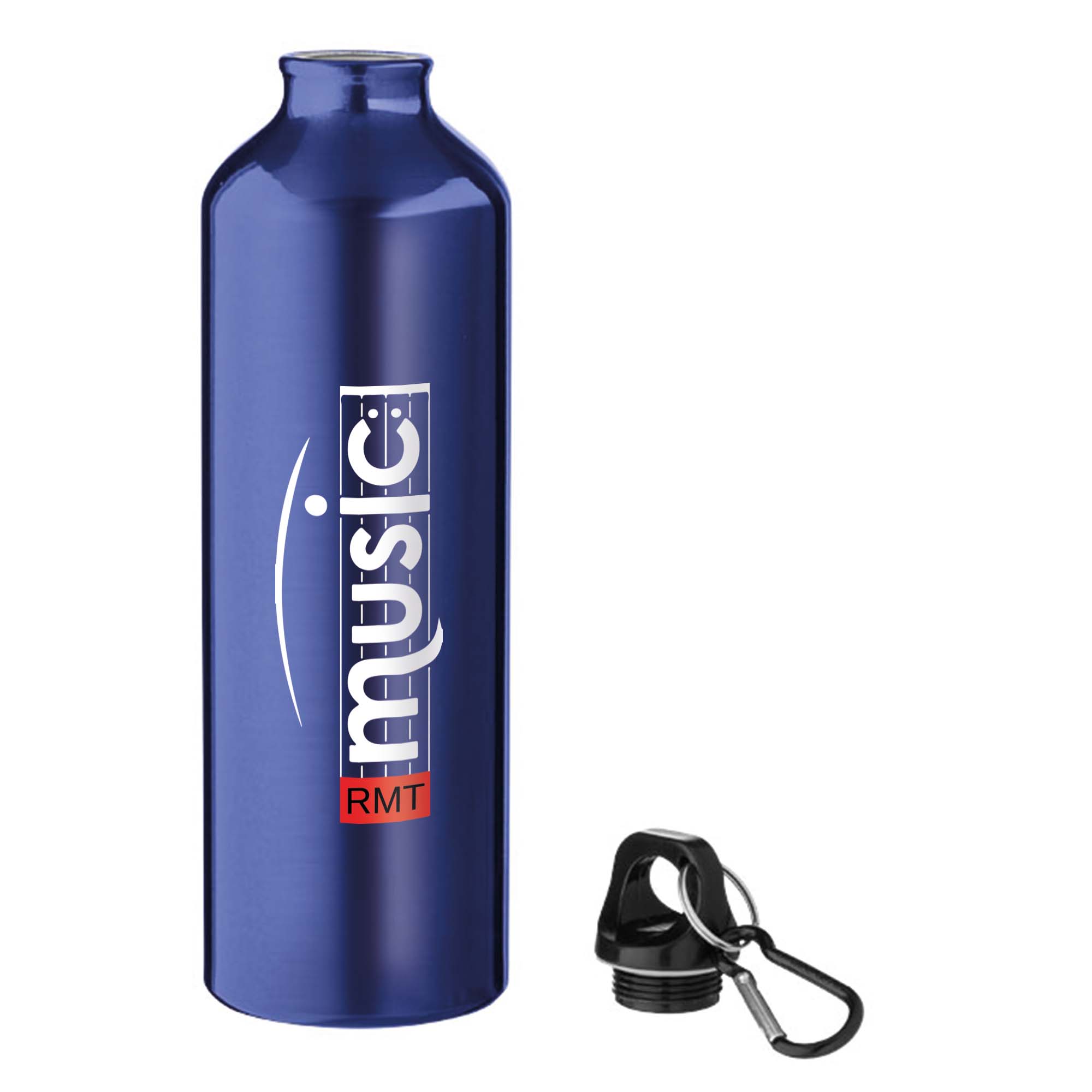 800ml Aluminium Bottle Blue With Carabiner