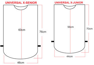 Size chart universal bib custom printed, custom training bibs