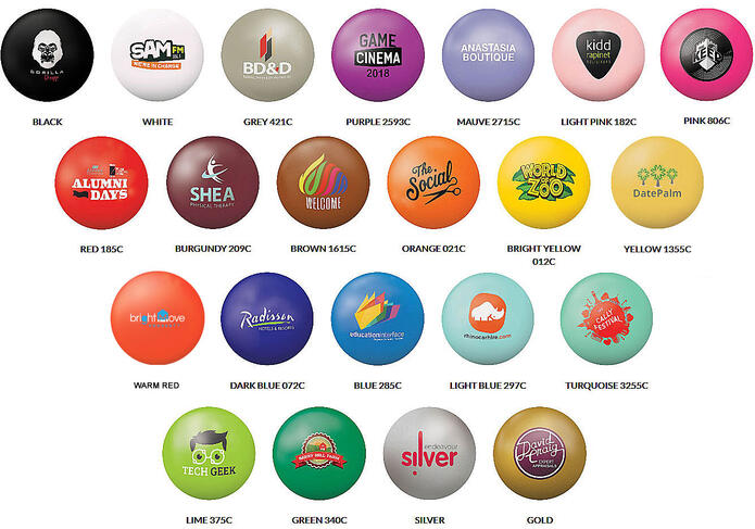 Stress balls colour range 70mm balls