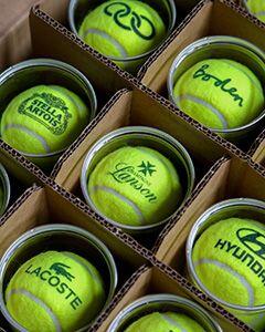 yellow printed tennis balls