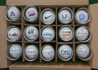 white printed tennis balls