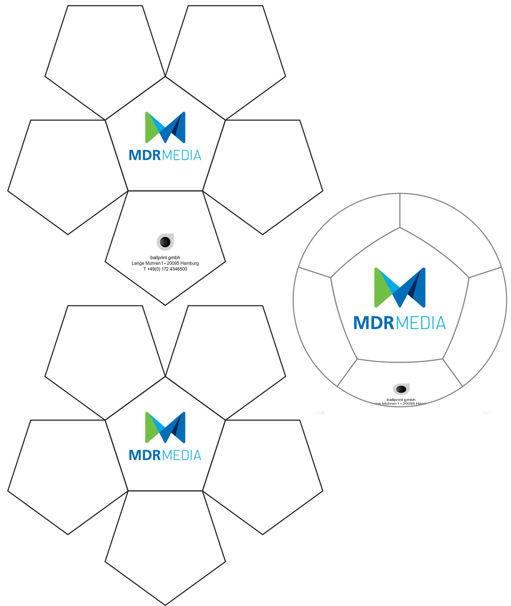 12 panel layout neoprene ball size 5, 4 & mini
