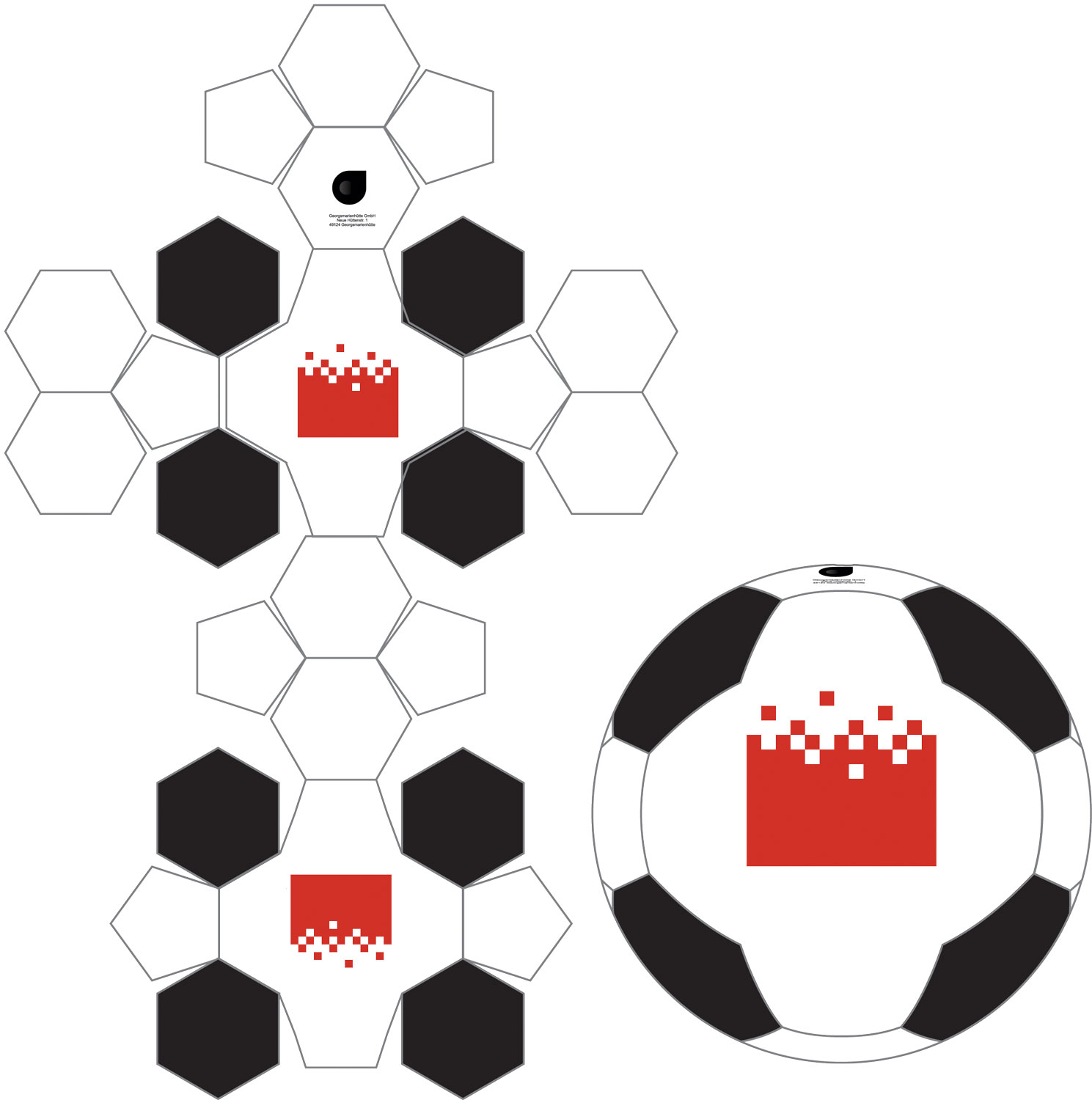 26 panel neoprene football layout size 5 & mini